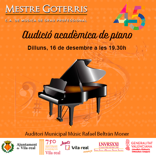 Audición de piano por los alumnos del Conservatorio Mestre Goterris de Vila-real