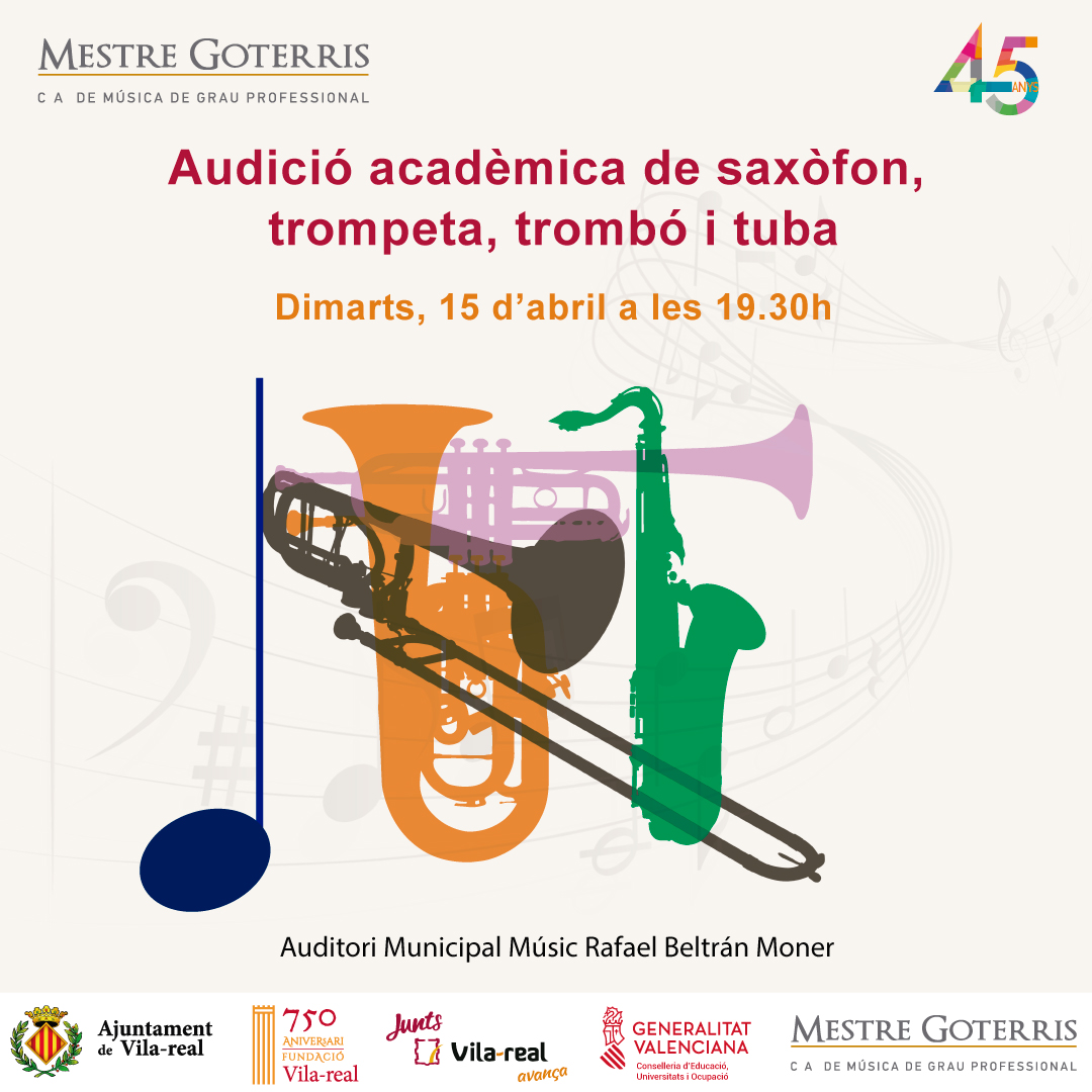 Audició de saxòfon, trompeta, trombó, tuba i música de cambra